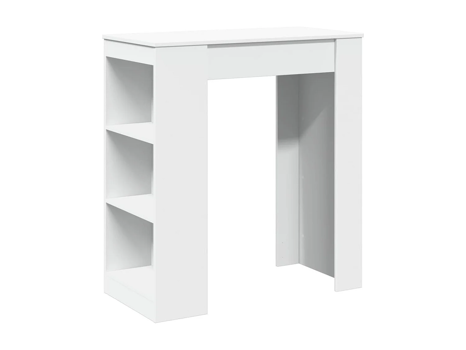 Mesa de bar com prateleiras derivados de madeira branco