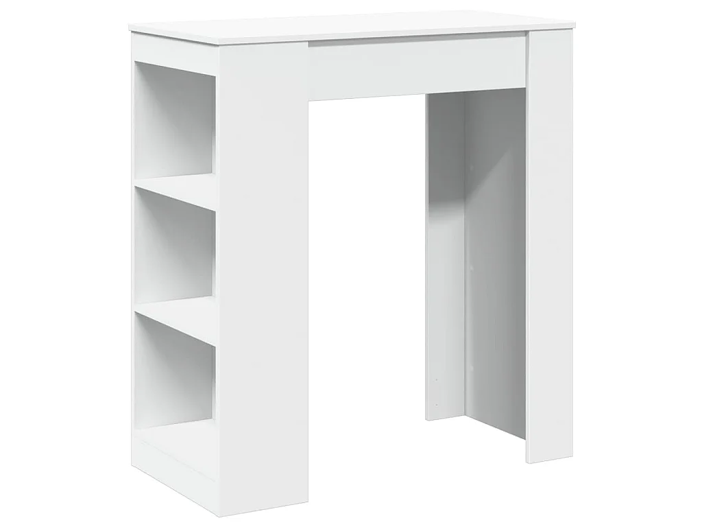 Mesa alta con estantes madera ingeniería blanca 95x47x103,5 cm