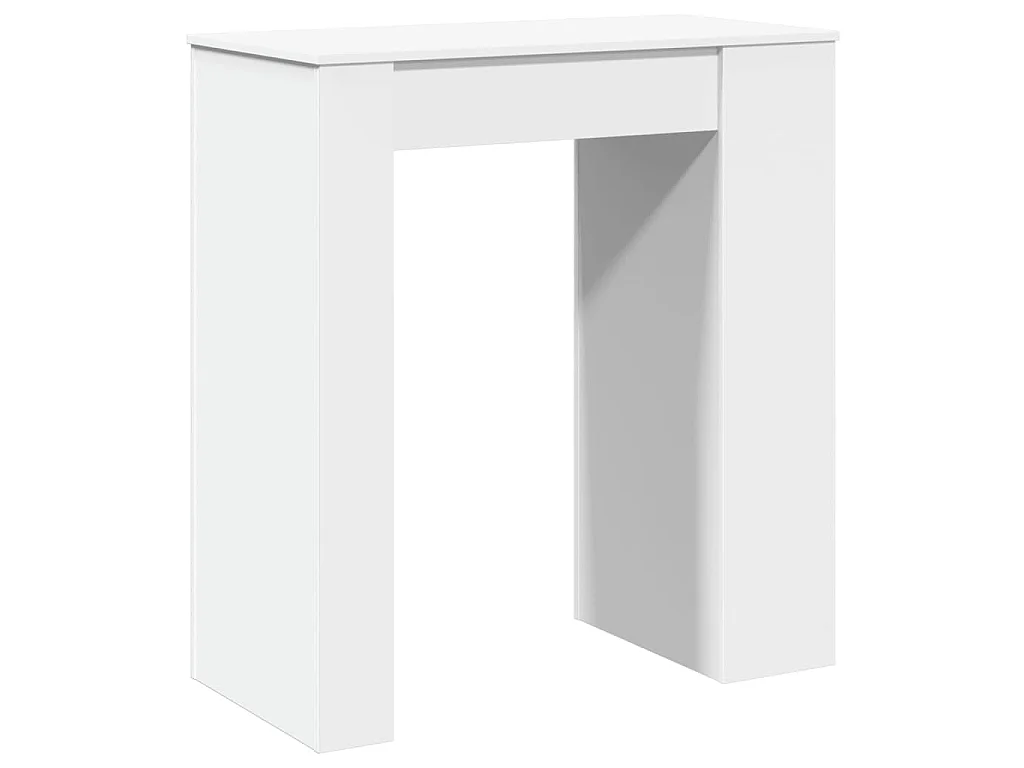 Table de bar avec étagères blanc bois d'ingénierie
