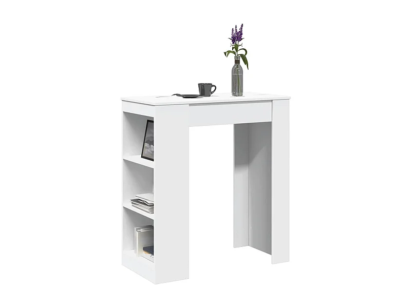 Mesa de bar com prateleiras derivados de madeira branco