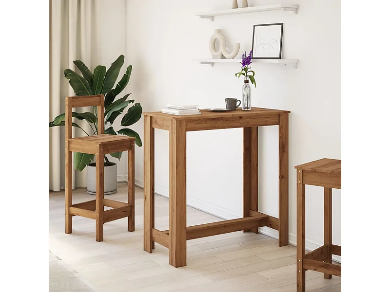 Table de bar chêne artisanal 102x50x103,5 cm bois d'ingénierie