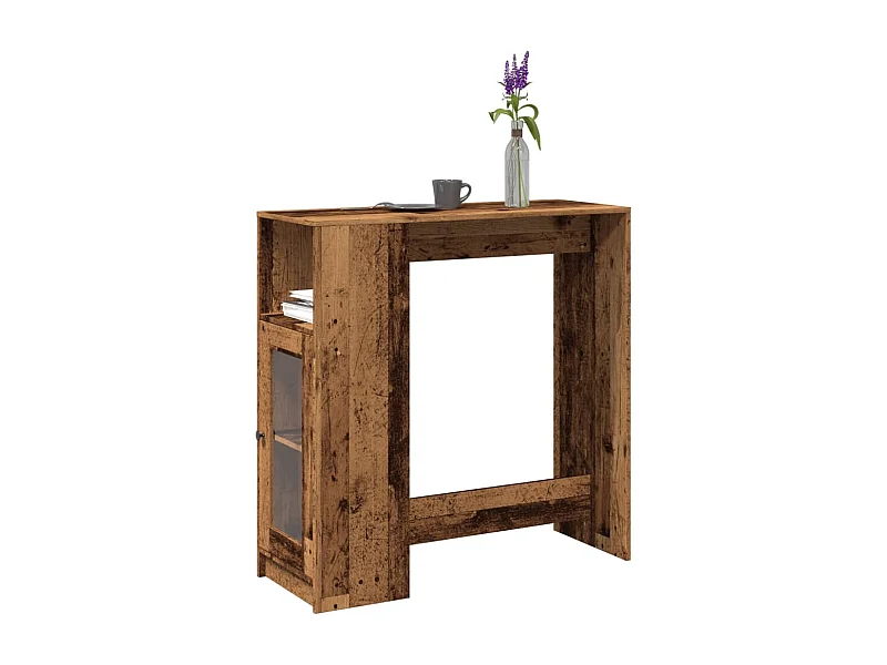 Table de bar avec étagères vieux bois bois d'ingénierie