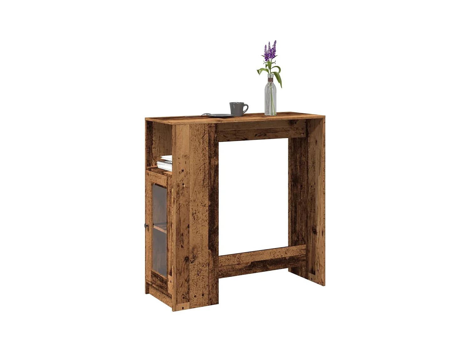 Tavolo Bar con Rastrelliera Antico 101x40x103,5 cm Multistrato