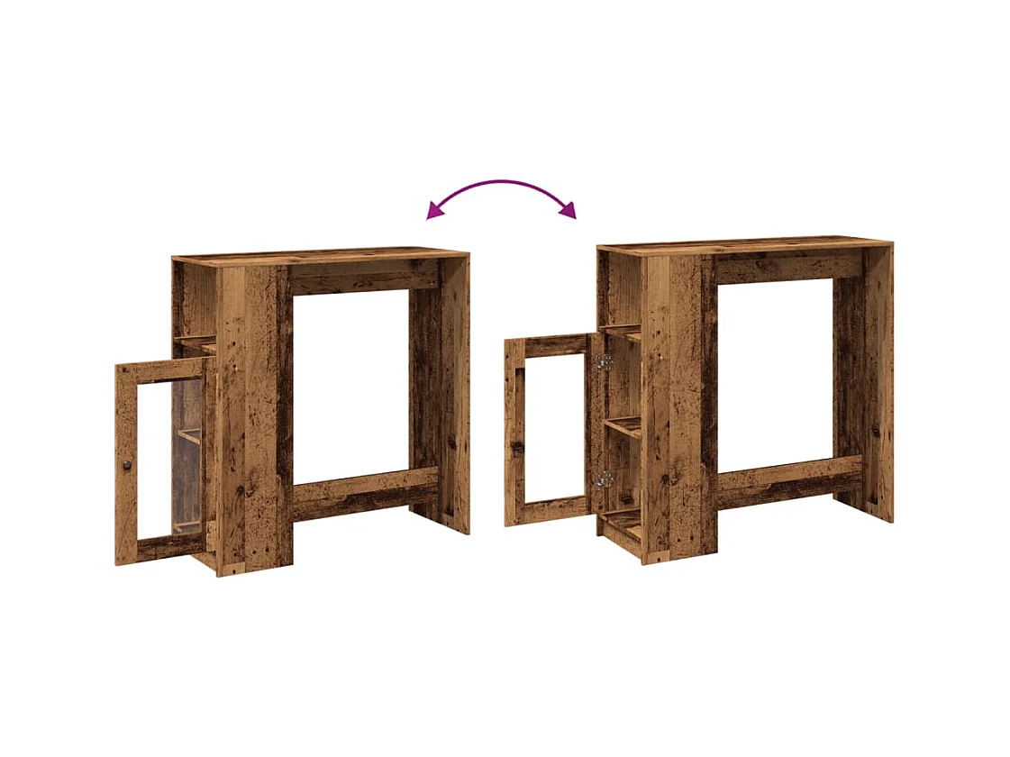 Tavolo Bar con Rastrelliera Antico 101x40x103,5 cm Multistrato