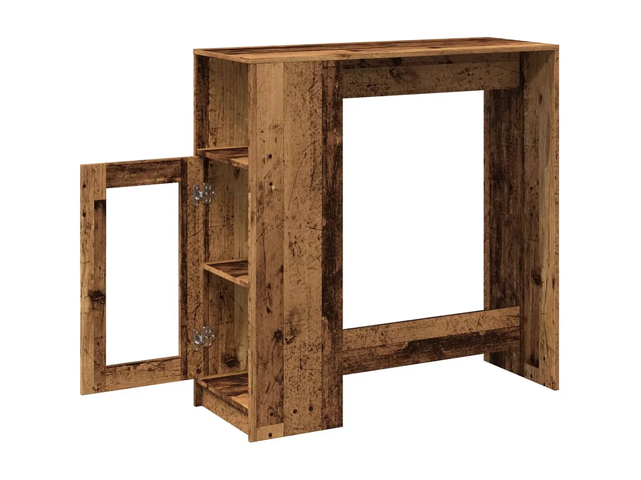 Table de bar avec étagères vieux bois bois d'ingénierie