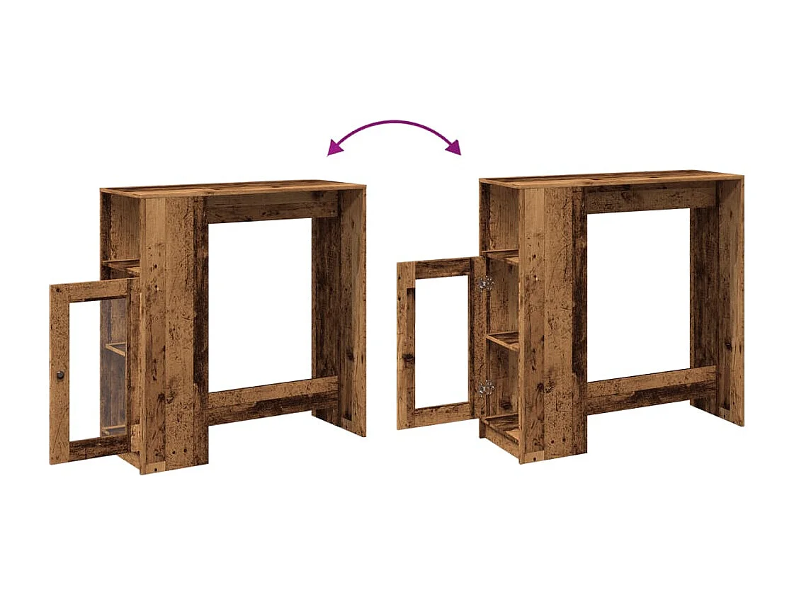 Table de bar avec étagères vieux bois bois d'ingénierie
