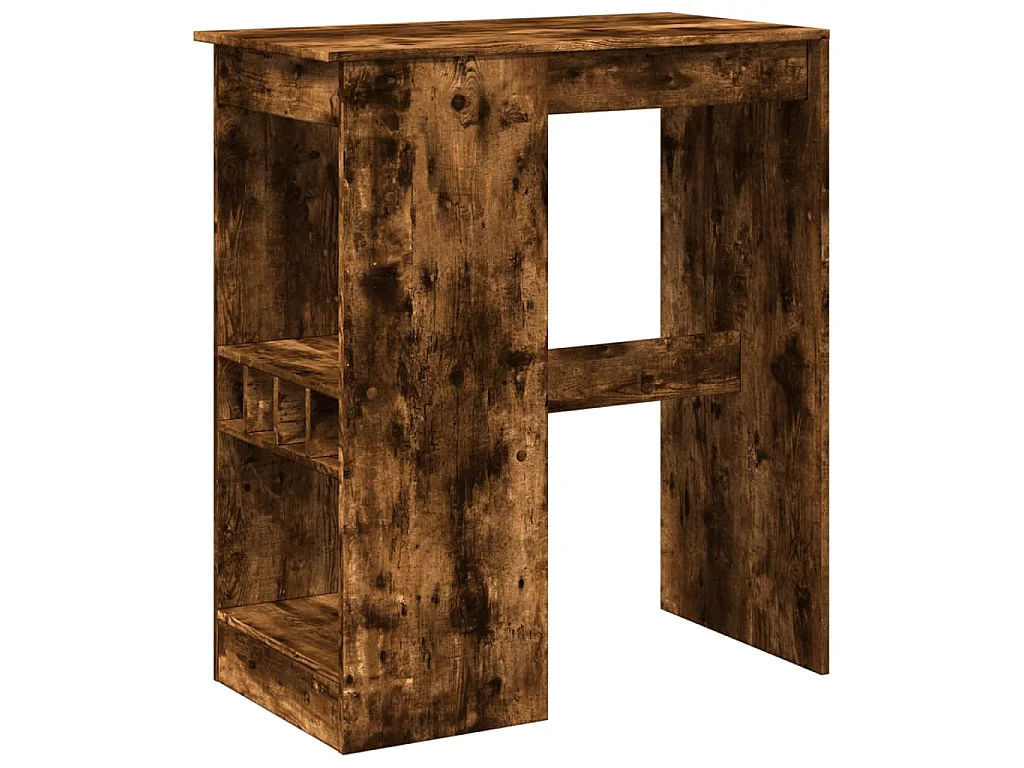 Table de bar avec étagères chêne fumé bois d'ingénierie