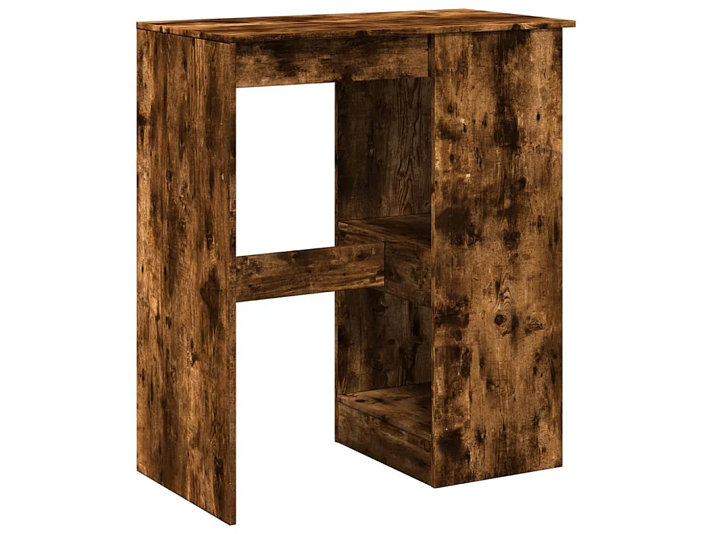 Table de bar avec étagères chêne fumé bois d'ingénierie