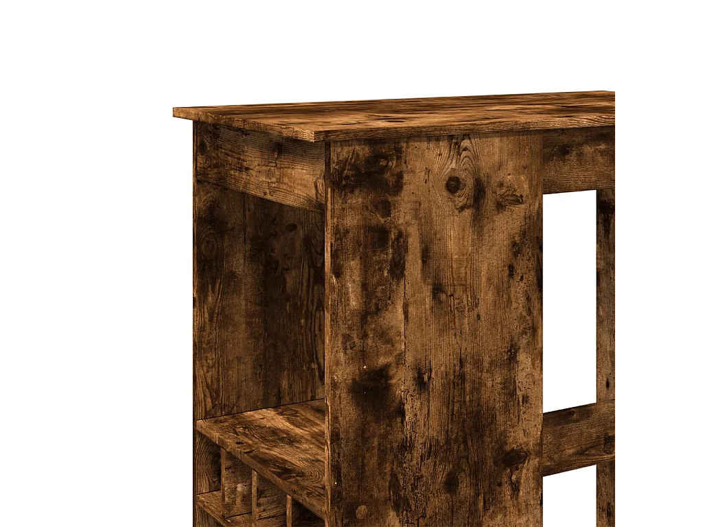 Table de bar avec étagères chêne fumé bois d'ingénierie