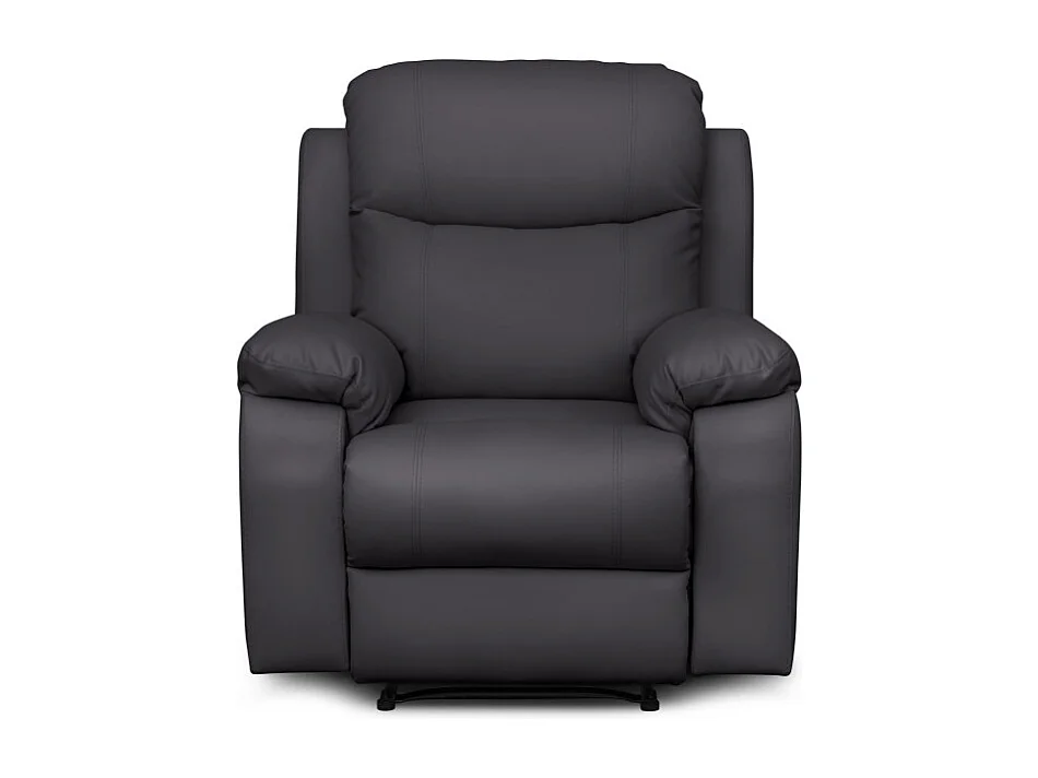 Fauteuil de relaxation électrique Bona en tissu imitation cuir - Gris anthracite - L97 x 90 x 100cm - Loungitude