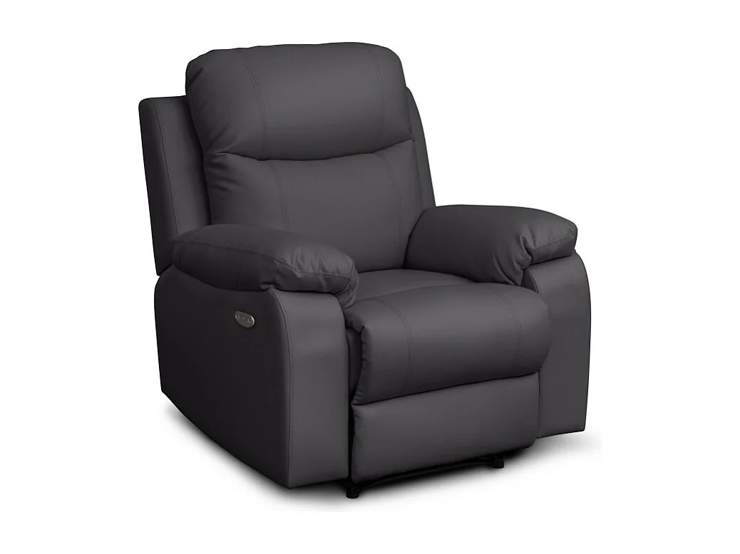 Fauteuil de relaxation électrique Bona en tissu imitation cuir - Gris anthracite - L97 x 90 x 100cm - Loungitude
