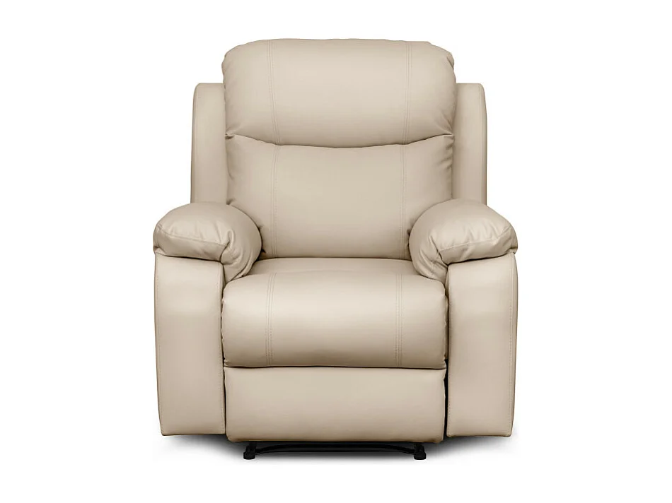 Fauteuil de relaxation électrique Bona en tissu imitation cuir - Beige - L97 x 90 x 100cm - Loungitude