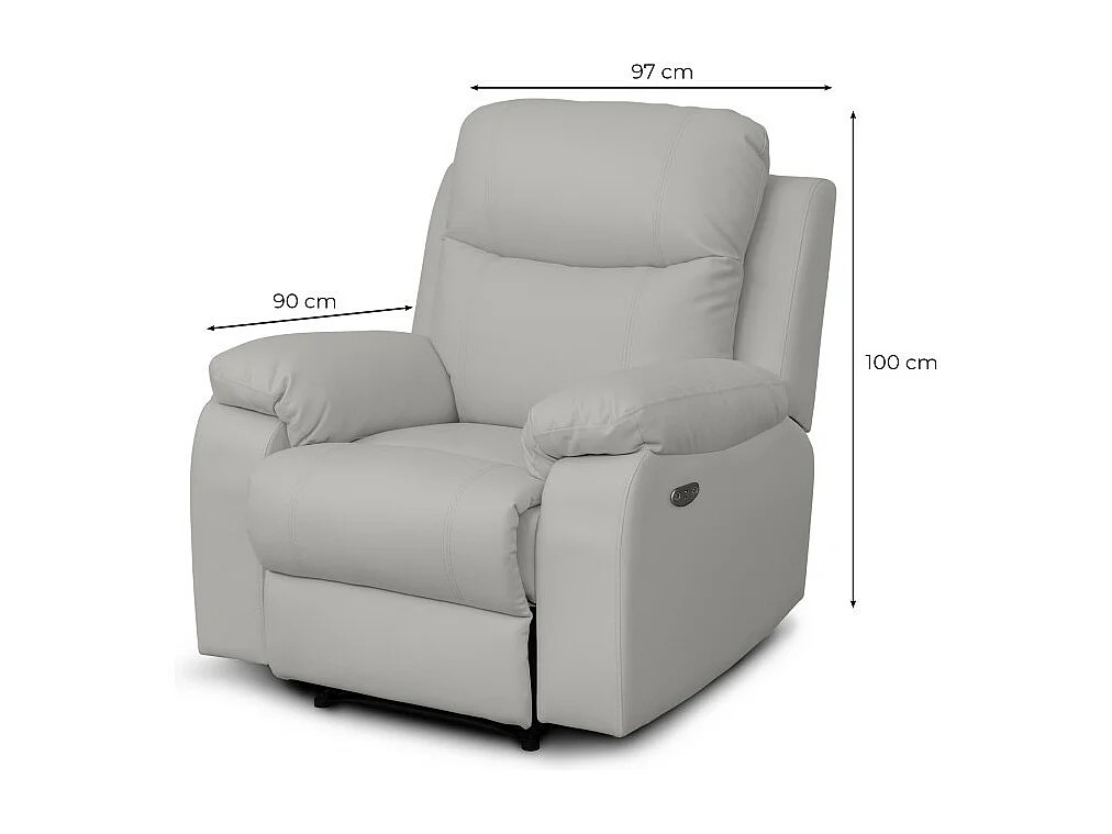 Fauteuil de relaxation électrique Bona en tissu imitation cuir - Beige - L97 x 90 x 100cm - Loungitude
