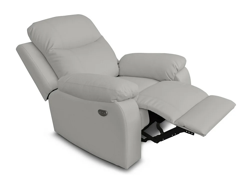 Fauteuil de relaxation électrique Bona en tissu imitation cuir - Gris clair - L97 x 90 x 100cm - Loungitude