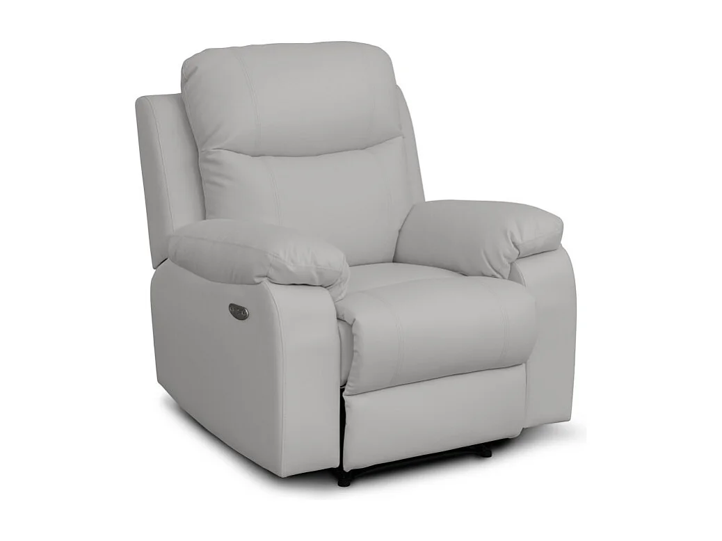 Fauteuil de relaxation électrique Bona en tissu imitation cuir - Gris clair - L97 x 90 x 100cm - Loungitude