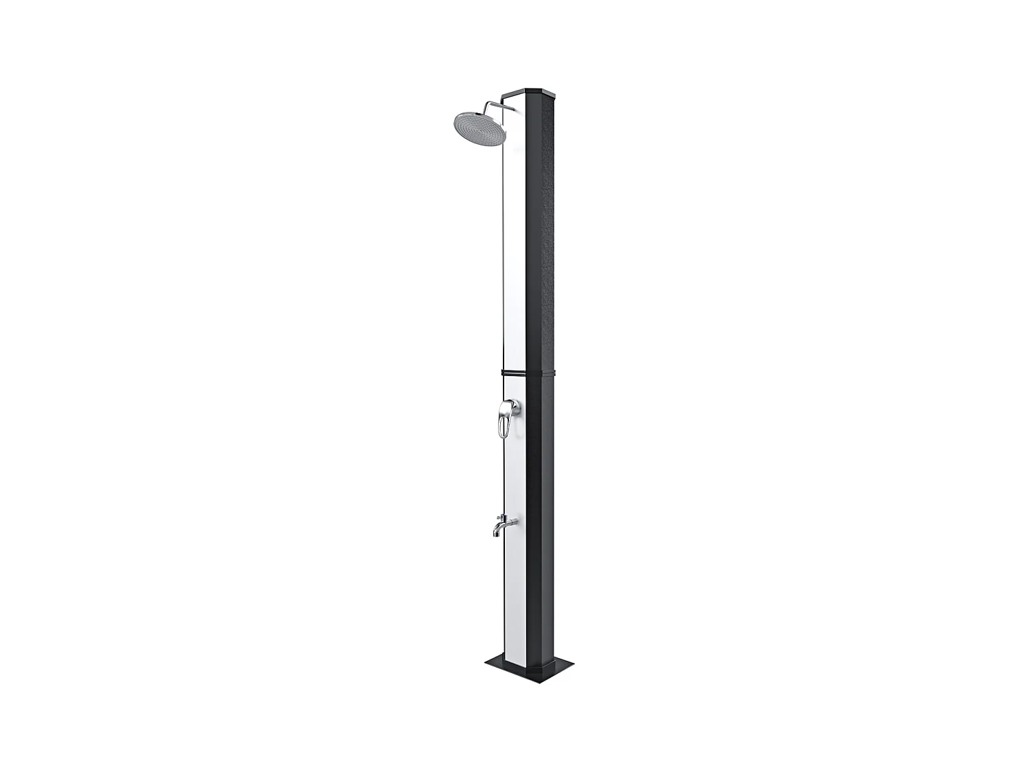 Doccia Solare 35 Litri 220 Cm Per Giardino Piscina Soffione Cromato Getto A Pioggia Con Regolatore Temperatura E Doccetta Per Piedi Attacco Per Tubo