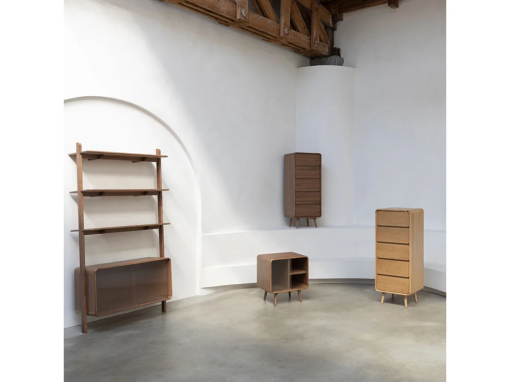 Rise - Étagère sur pieds en bois H180cm - Bois foncé