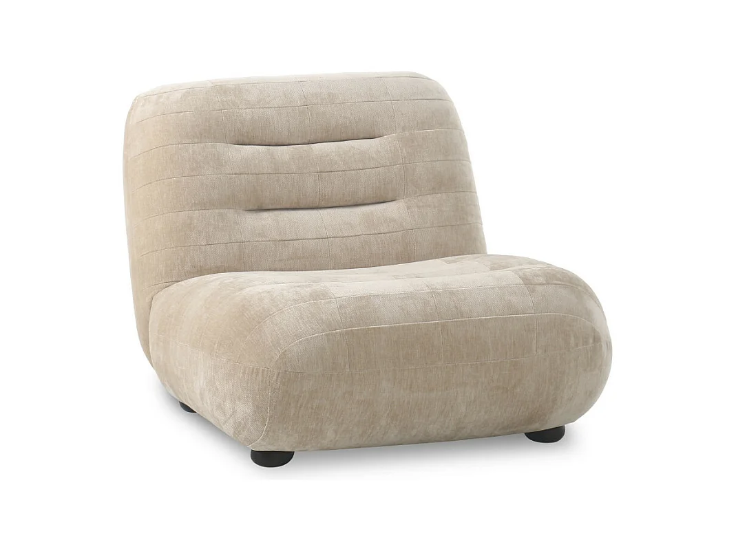 Wyatt - Fauteuil en velours et bois - Beige
