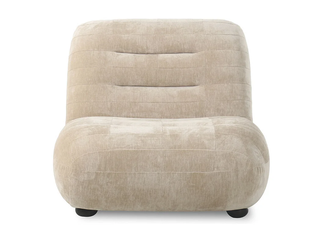 Wyatt - Fauteuil en velours et bois - Beige