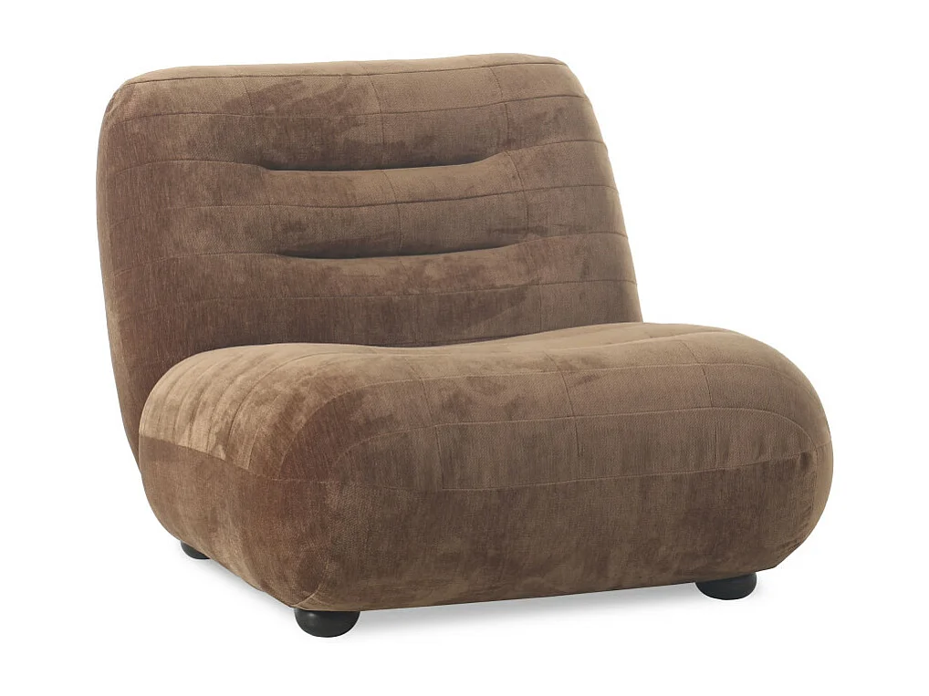 Wyatt - Fauteuil en velours et bois - Marron