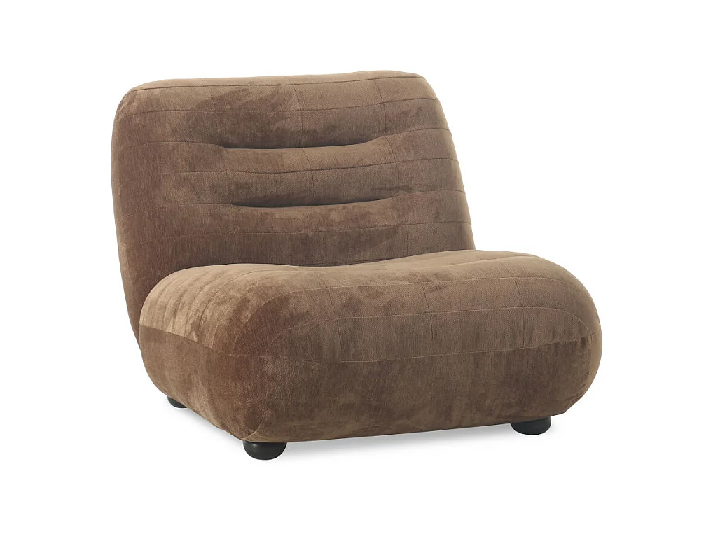 Wyatt - Fauteuil en velours et bois - Marron