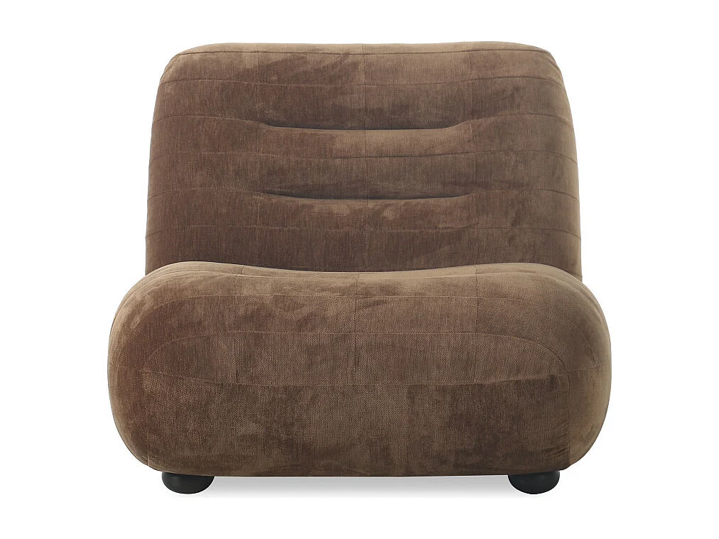 Wyatt - Fauteuil en velours et bois - Marron