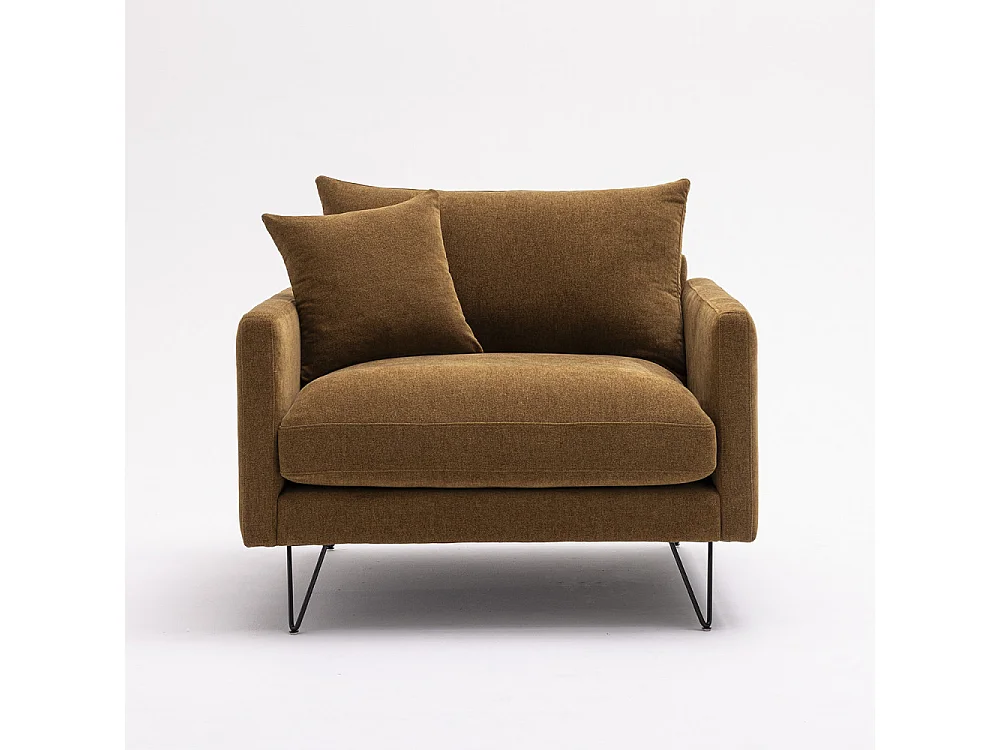 Villabon - Fauteuil XL en tissu pieds épingles noirs - Bronze