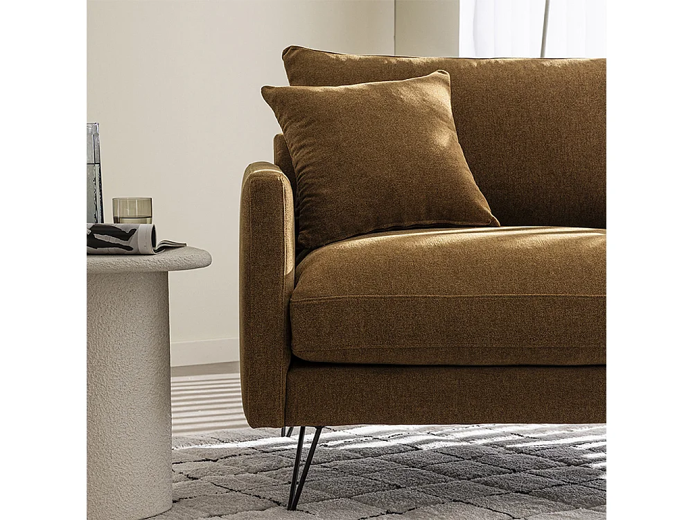 Villabon - Fauteuil XL en tissu pieds épingles noirs - Bronze