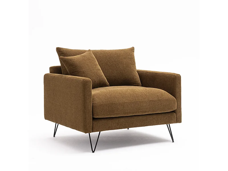 Villabon - Fauteuil XL en tissu pieds épingles noirs - Bronze