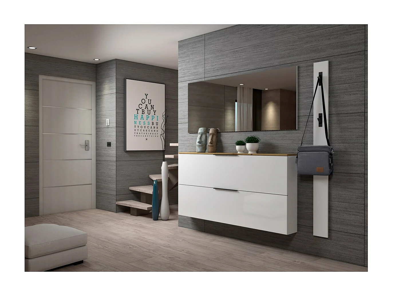 Porte-Manteau Murale Space, Blanc, 15x2x170 cm, Seven Design