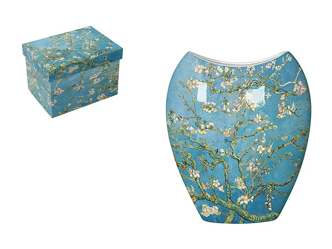 Vase bleu Amandier en fleurs Van Gogh H25 cm