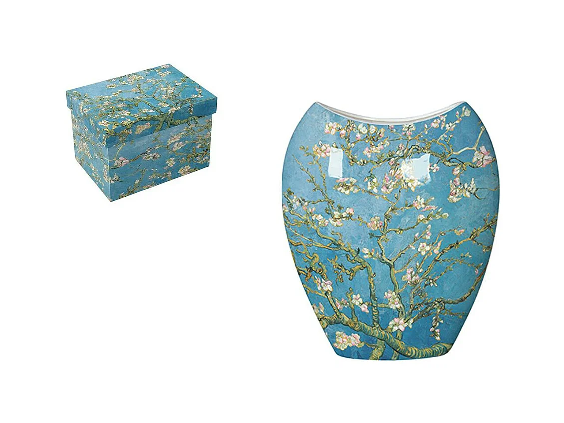 Vase bleu Amandier en fleurs Van Gogh H25 cm