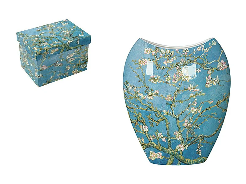 Vase bleu Amandier en fleurs Van Gogh H25 cm