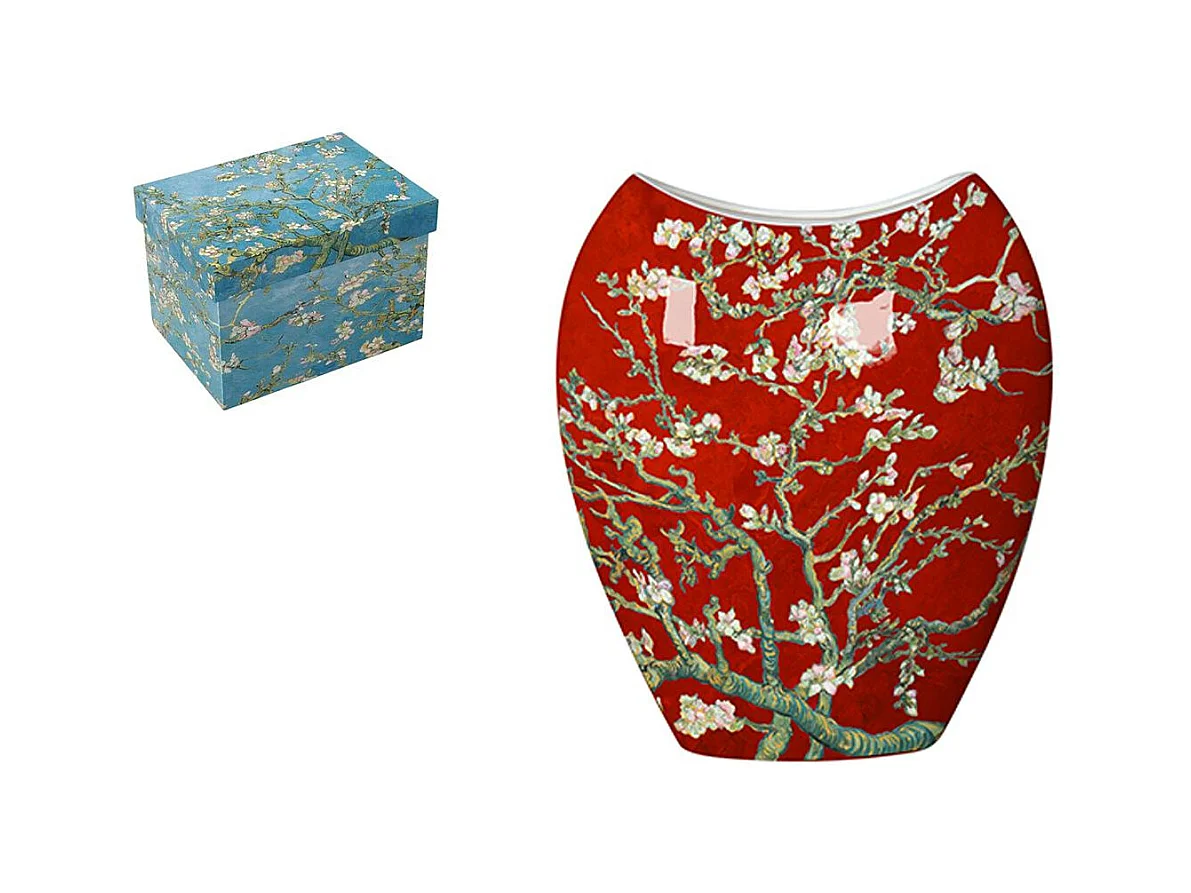 Vase rouge Amandier en fleurs Van Gogh H25 cm