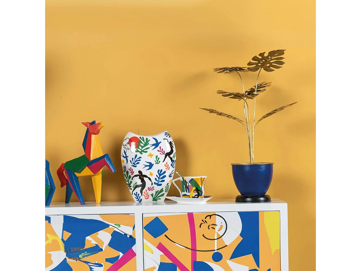 Vase blanc décor Matisse 20x25 cm