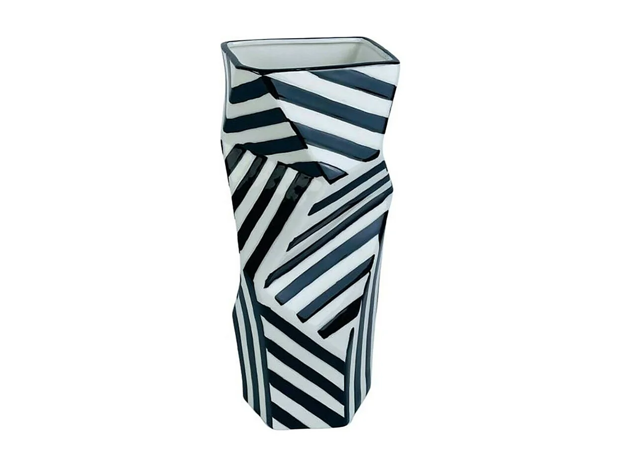 Vase destructuré blanc et noir H31 cm