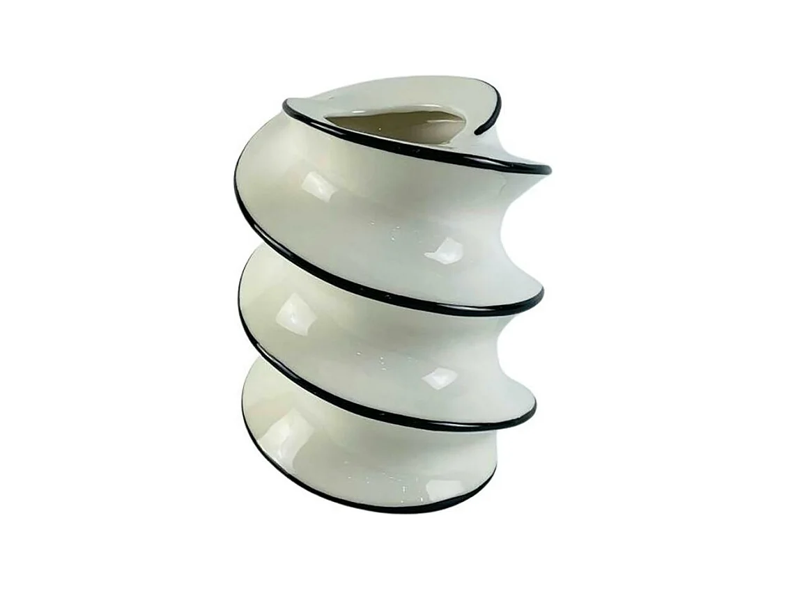 Vase spirale blanc et noir H18,5 cm