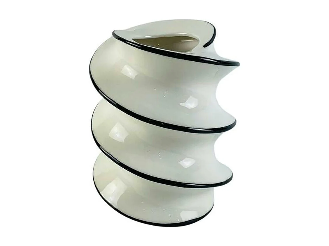 Vase spirale blanc et noir H18,5 cm