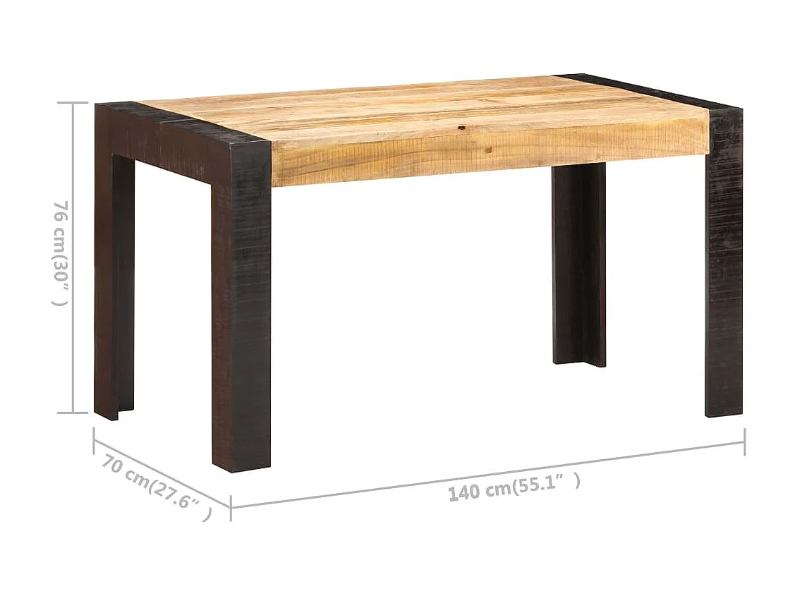 Table de salle à manger 140x70x76 cm Bois de manguier brut