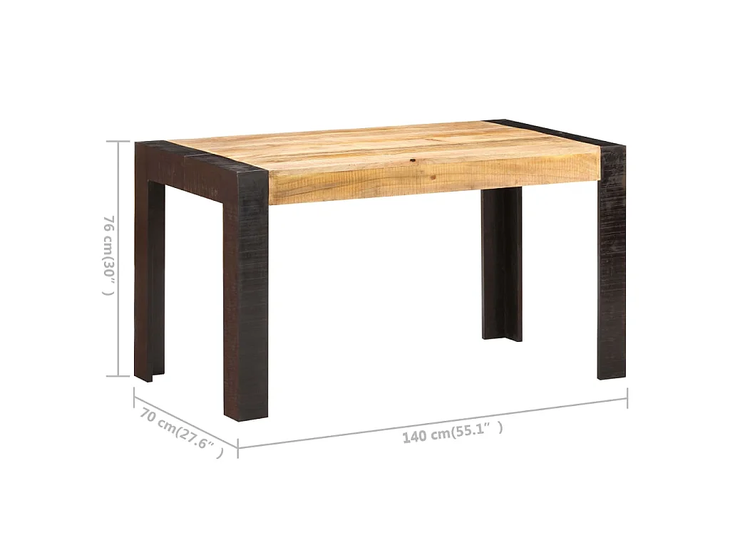 Table de salle à manger 140x70x76 cm Bois de manguier brut