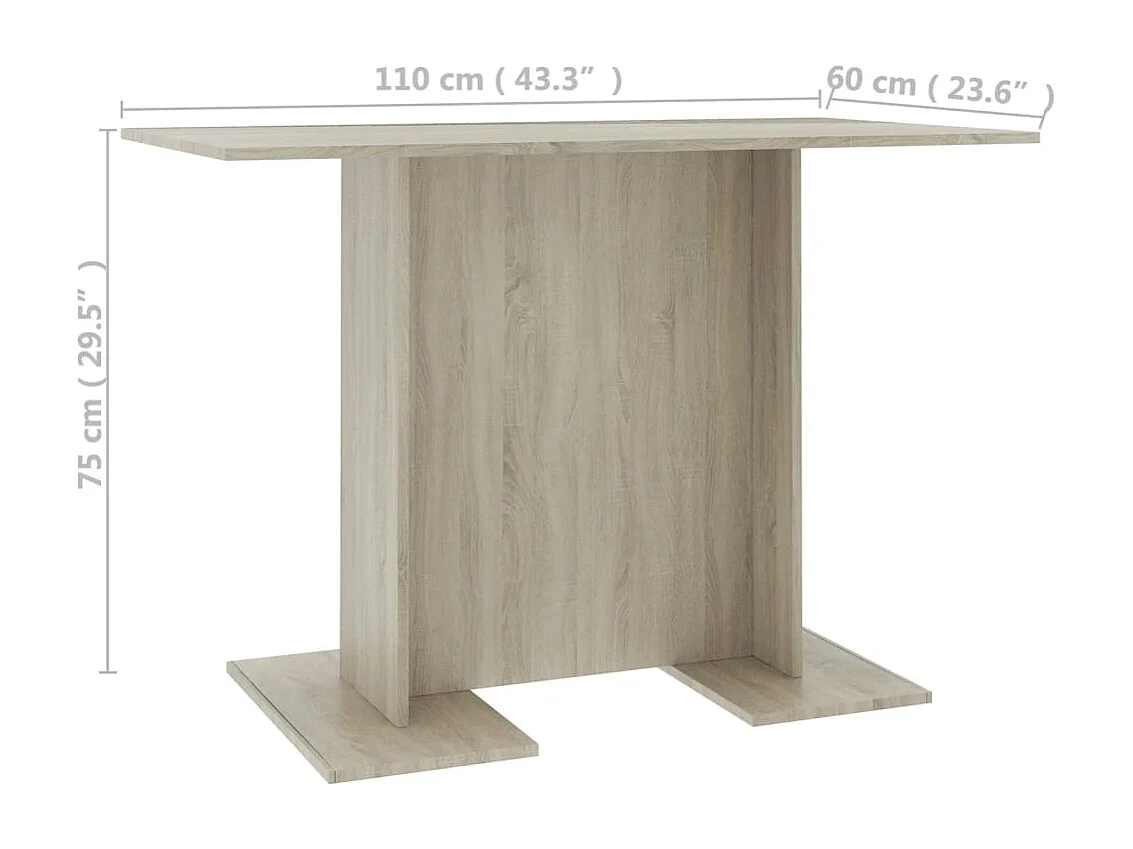 Eettafel 110x60x75 cm bewerkt hout sonoma eikenkleurig