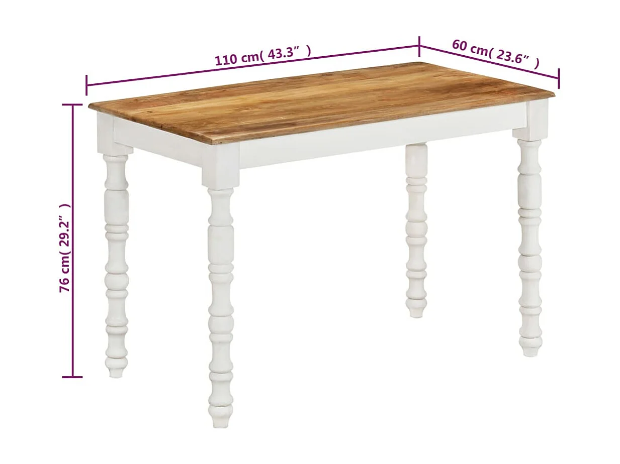 Table à dîner 110x60x76 cm Bois de manguier massif