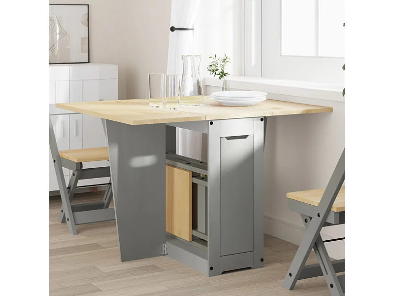 Eettafel Corona inklapbaar massief grenenhout grijs