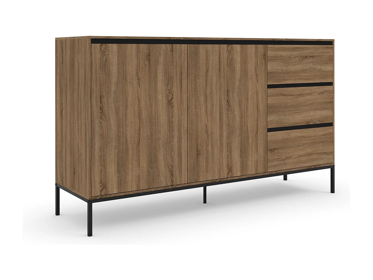 Bari | Dressoir met 2 deuren / 3 laden in eikenlook