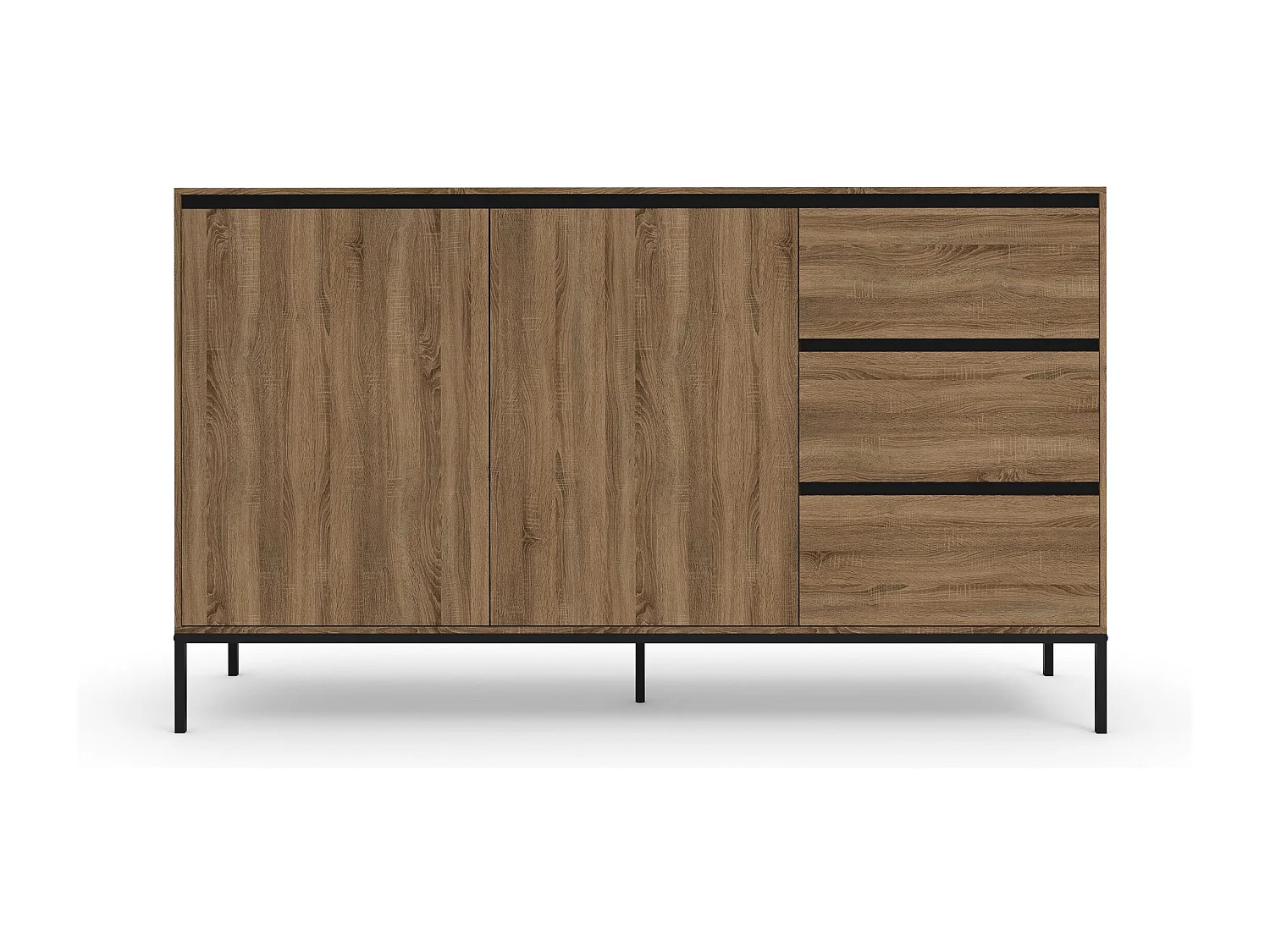 Bari | Dressoir met 2 deuren / 3 laden in eikenlook