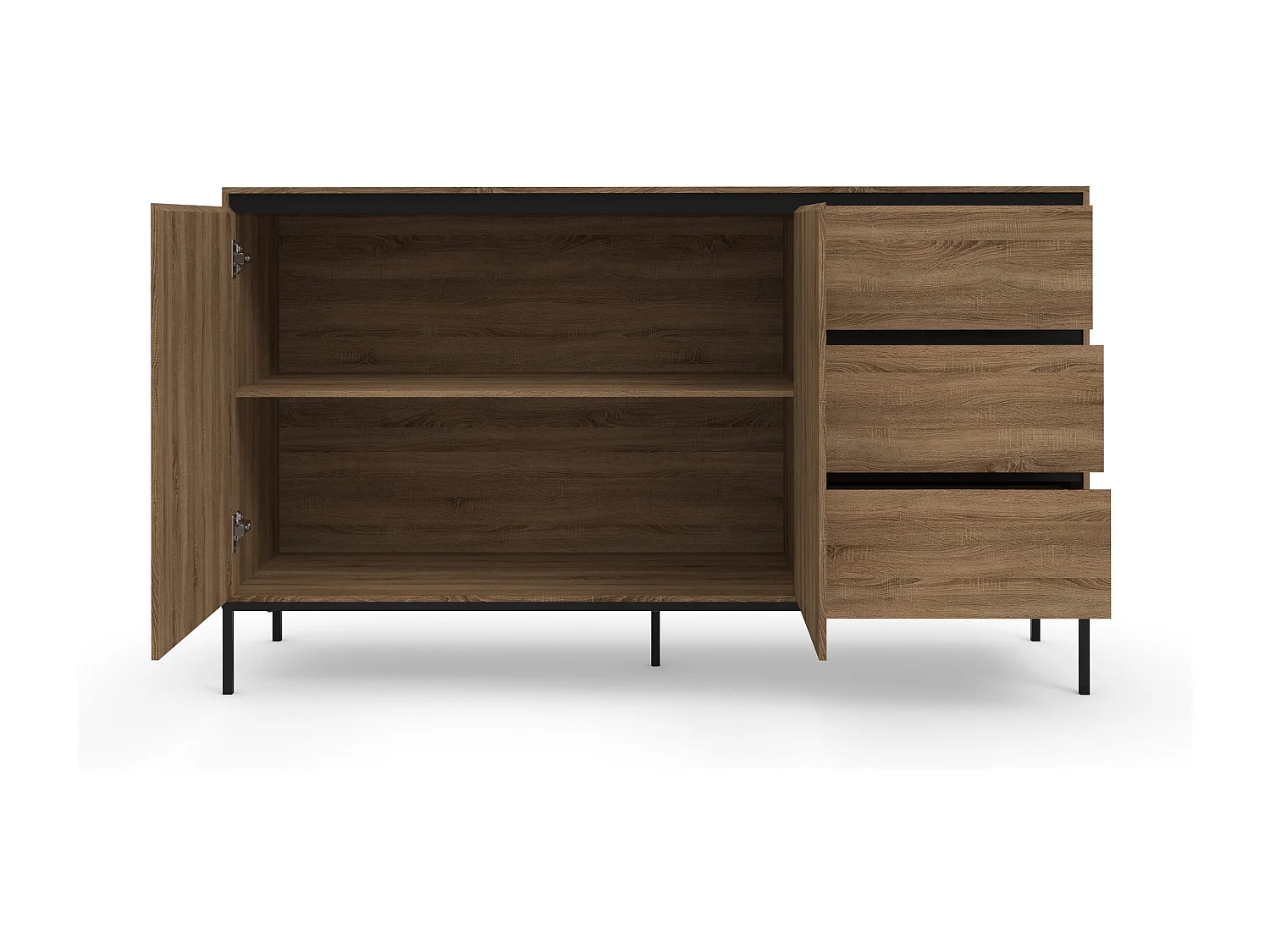 Bari | Dressoir met 2 deuren / 3 laden in eikenlook