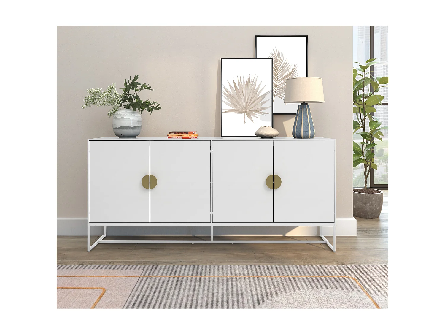 Asia | Dressoir met 4 deuren, wit