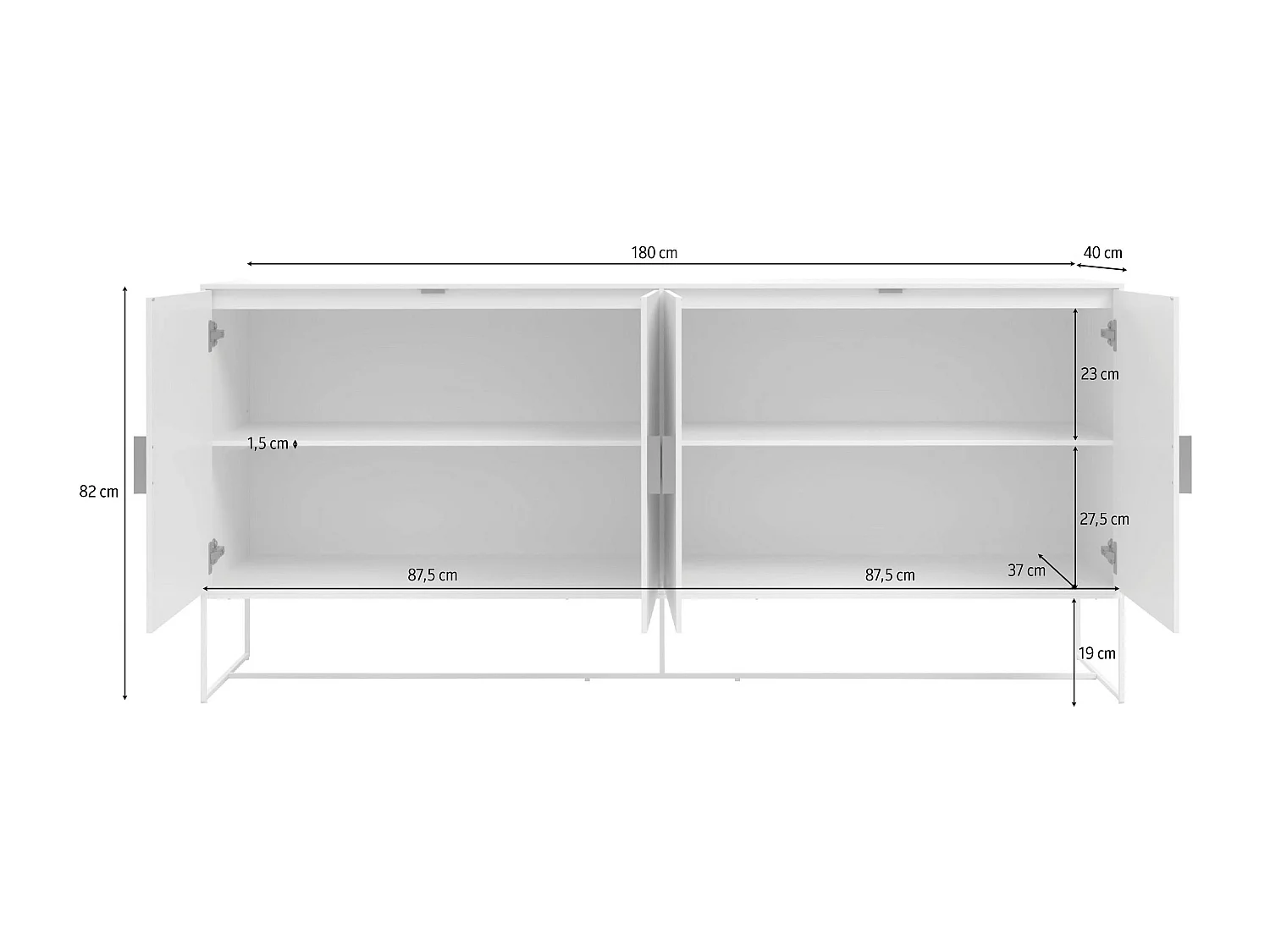 Asia | Dressoir met 4 deuren, wit