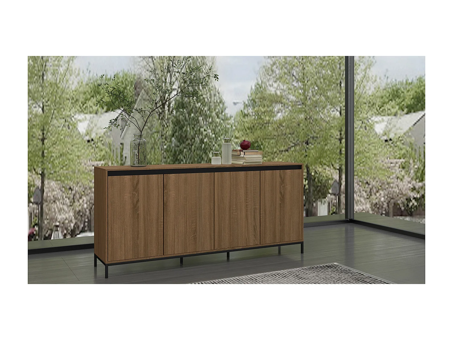 Bari | Buffet avec 4 portes effet chêne