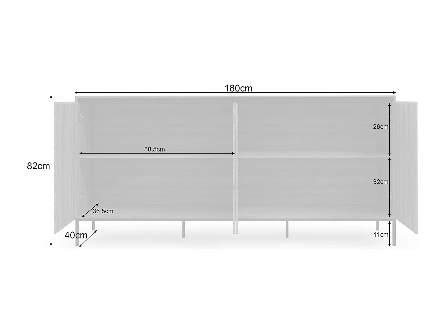Bari | Buffet avec 4 portes effet chêne